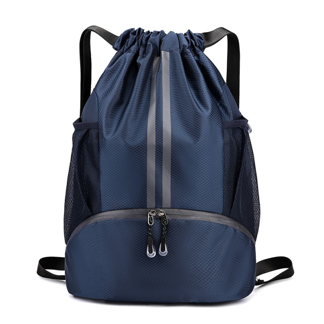 Sports Drawstring Backpack Swim Gym Bag Wet Proof Pocket