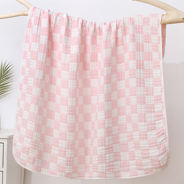 Ultra Soft Muslin Baby Blanket Versatile Swaddle Breathable Jacquard Checkered