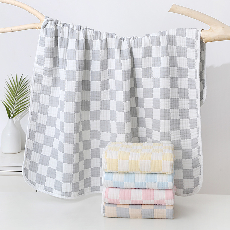 Ultra Soft Muslin Baby Blanket Versatile Swaddle Breathable Jacquard Checkered