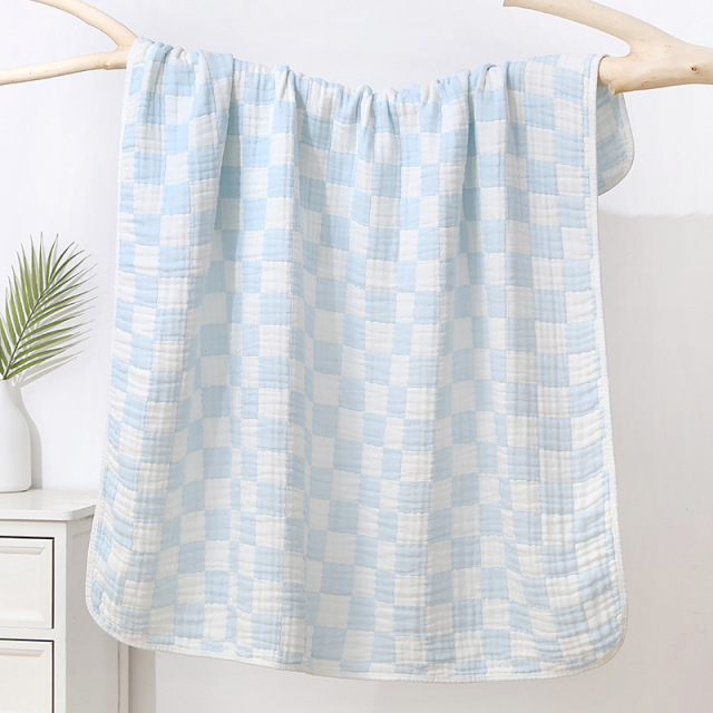 Ultra Soft Muslin Baby Blanket Versatile Swaddle Breathable Jacquard Checkered
