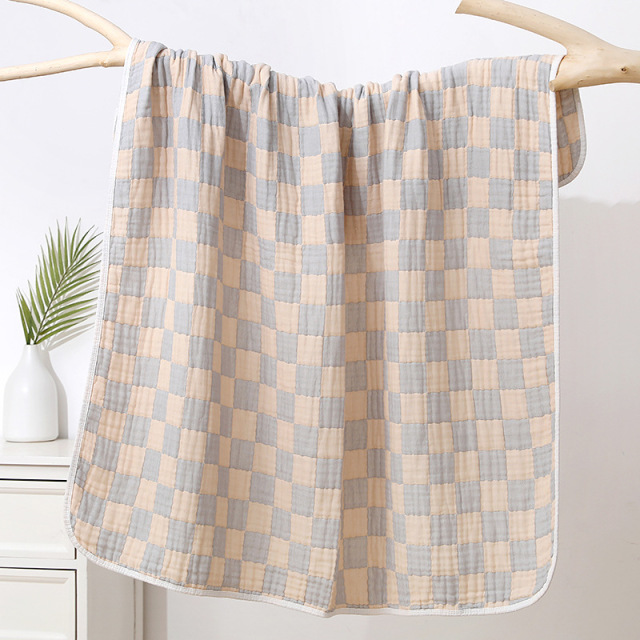 Ultra Soft Muslin Baby Blanket Versatile Swaddle Breathable Jacquard Checkered