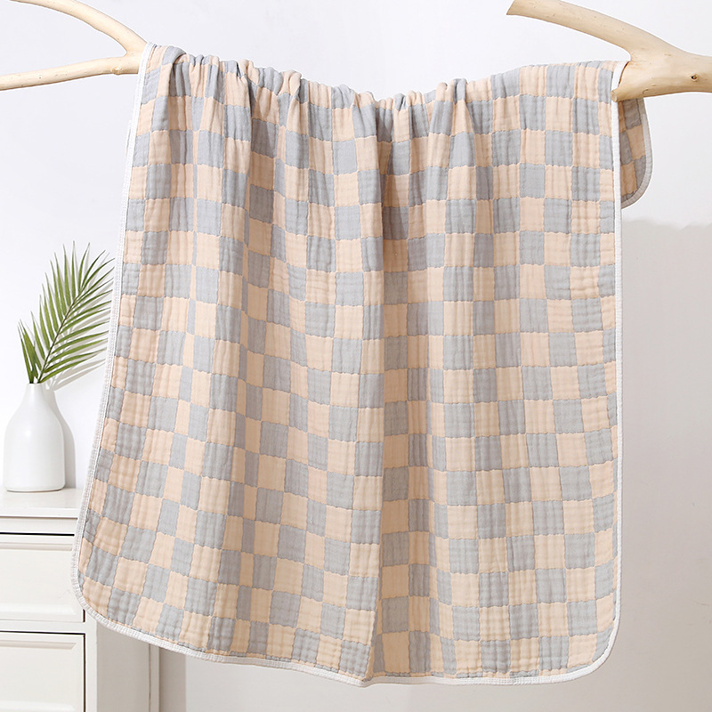 Ultra Soft Muslin Baby Blanket Versatile Swaddle Breathable Jacquard Checkered