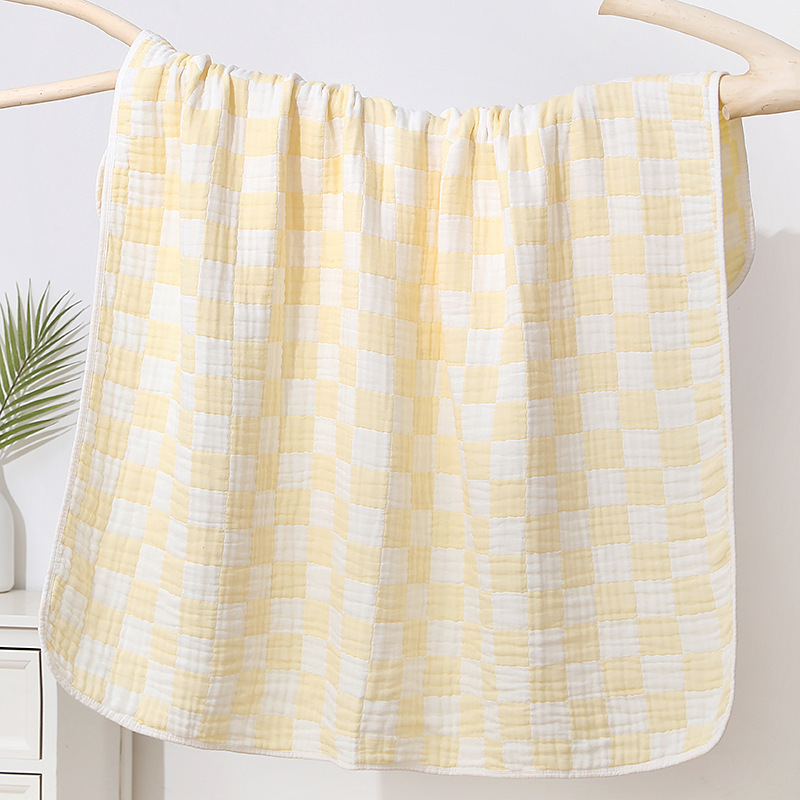 Ultra Soft Muslin Baby Blanket Versatile Swaddle Breathable Jacquard Checkered