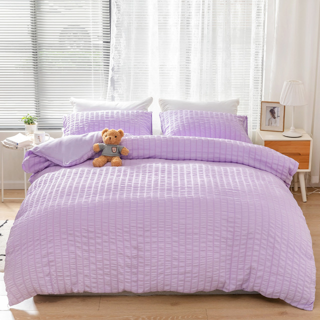 3 Pieces Seersucker Duvet Cover Set Bedding Sets with Comforter Cover Pillowcases