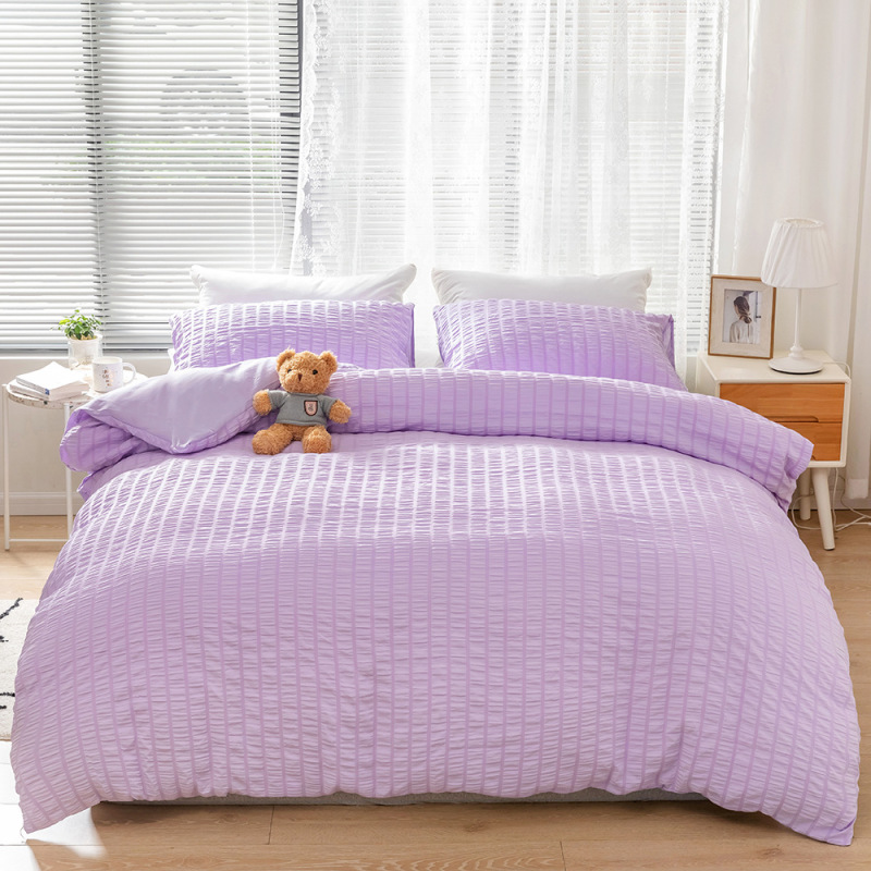 3 Pieces Seersucker Duvet Cover Set Bedding Sets with Comforter Cover Pillowcases