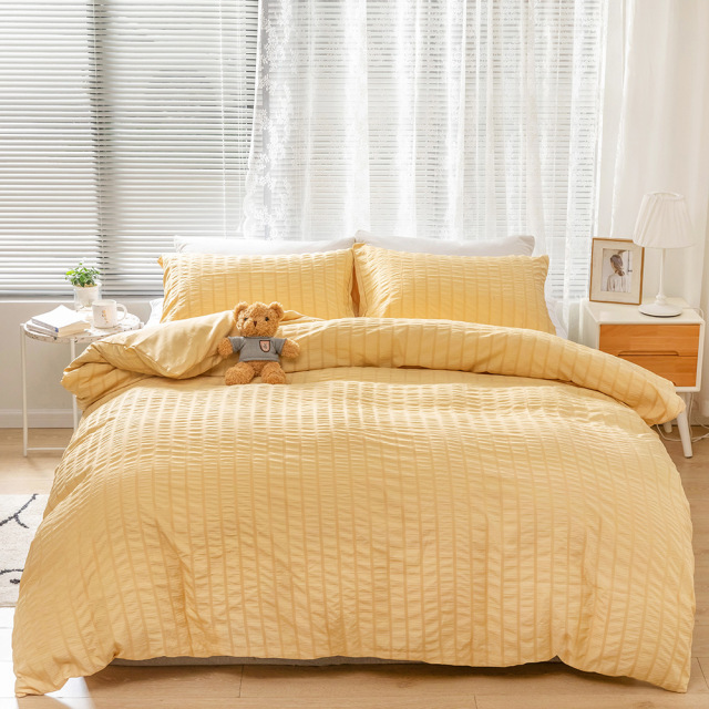 3 Pieces Seersucker Duvet Cover Set Bedding Sets with Comforter Cover Pillowcases