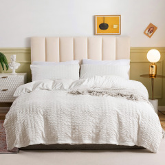3 Pieces Seersucker Duvet Cover Set Bedding Sets with Comforter Cover Pillowcases