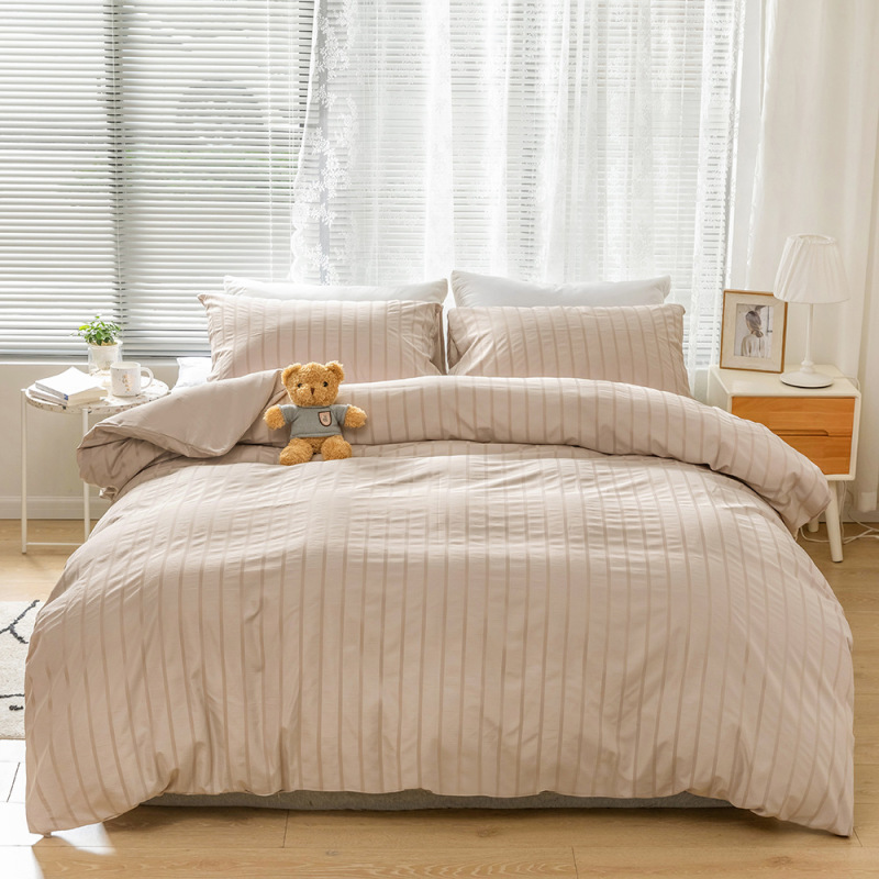 3 Pieces Seersucker Duvet Cover Set Bedding Sets with Comforter Cover Pillowcases