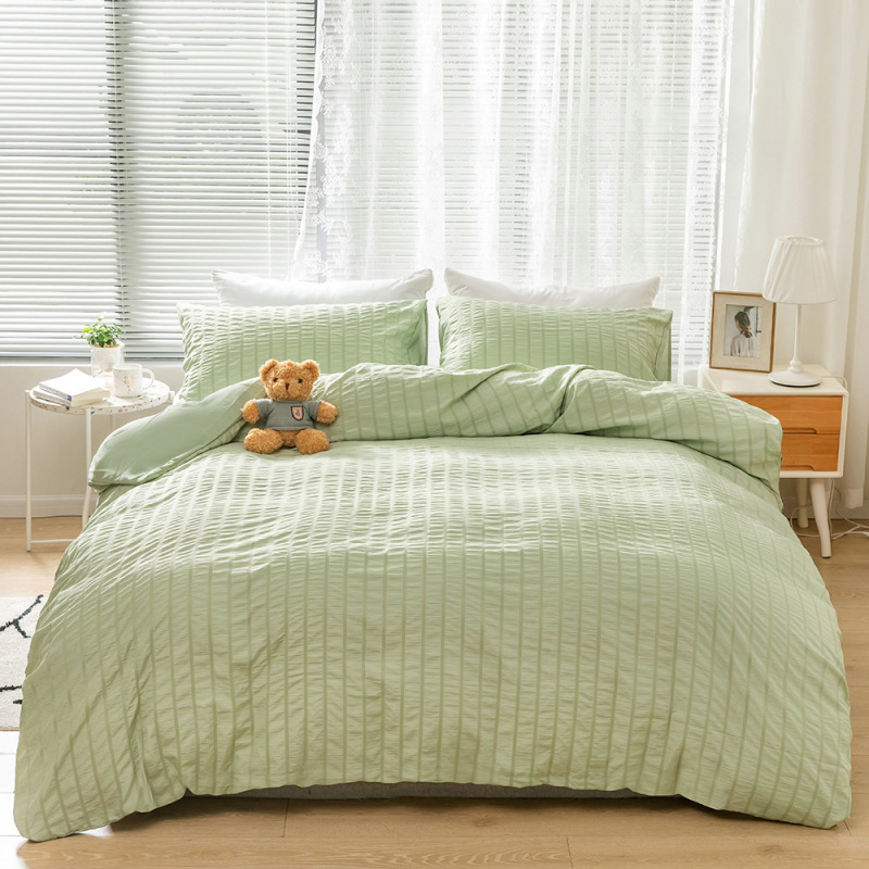 3 Pieces Seersucker Duvet Cover Set Bedding Sets with Comforter Cover Pillowcases