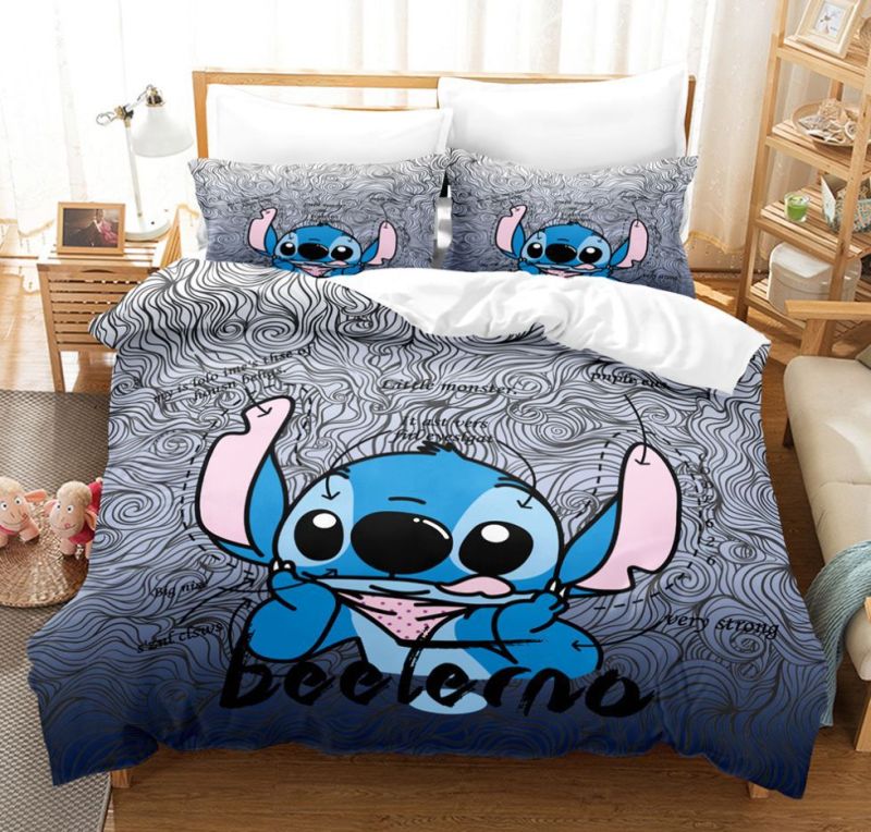 Stitch Print Duvet Cover Pillowcase Set Kid’s Bedding Soft Microfiber