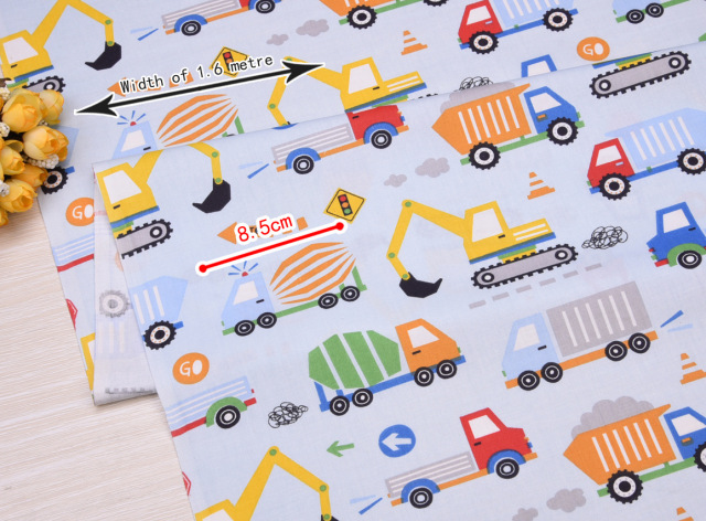 Kid Excavator Fabric Width 1.6M DIY Art for Bedding