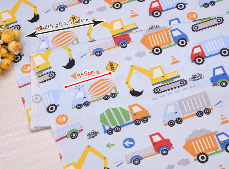 Kid Excavator Fabric Width 1.6M DIY Art for Bedding