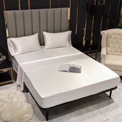 Silk Satin Sheet Set with Flat Sheet Fitted Sheet Pillowcases Cooling Soft