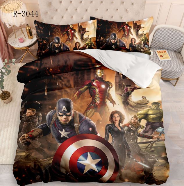 Marvel Avengers Digital Print Bedding Set with Duvet Cover Pillowcases Fade Resistant Polyester