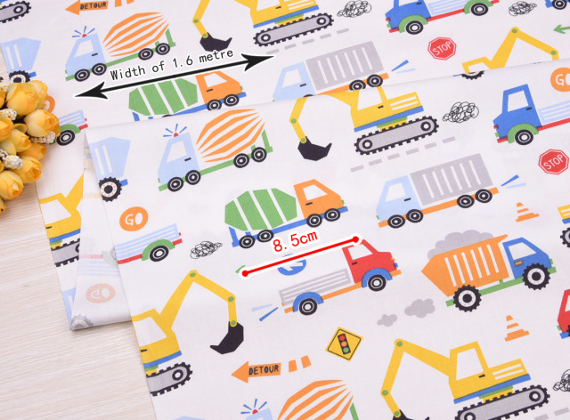 Kid Excavator Fabric Width 1.6M DIY Art for Bedding