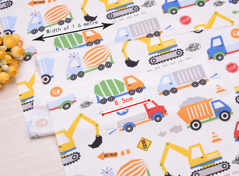 Kid Excavator Fabric Width 1.6M DIY Art for Bedding