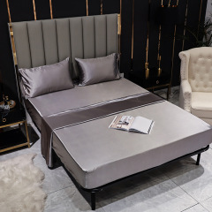 Silk Satin Sheet Set with Flat Sheet Fitted Sheet Pillowcases Cooling Soft
