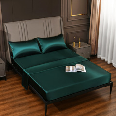 Silk Satin Sheet Set with Flat Sheet Fitted Sheet Pillowcases Cooling Soft
