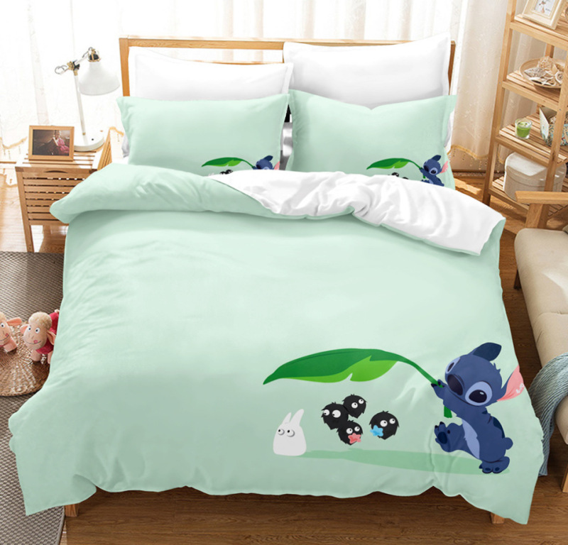 Stitch Print Duvet Cover Pillowcase Set Kid’s Bedding Soft Microfiber
