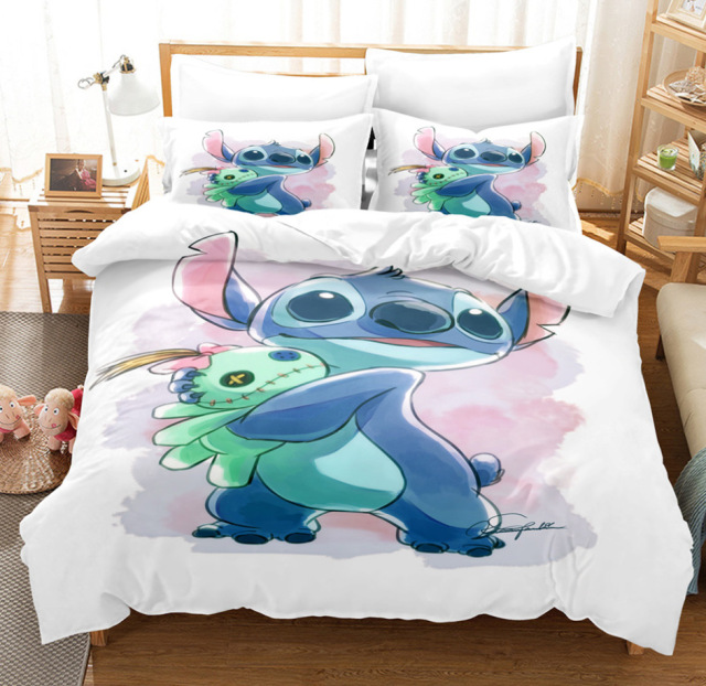 Stitch Print Duvet Cover Pillowcase Set Kid’s Bedding Soft Microfiber