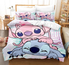 Stitch Print Duvet Cover Pillowcase Set Kid’s Bedding Soft Microfiber