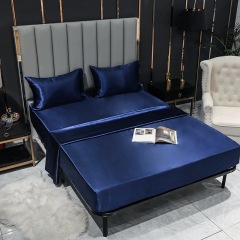 Silk Satin Sheet Set with Flat Sheet Fitted Sheet Pillowcases Cooling Soft