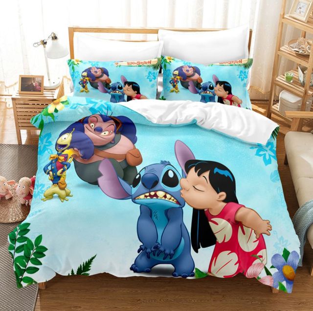 Stitch Print Duvet Cover Pillowcase Set Kid’s Bedding Soft Microfiber