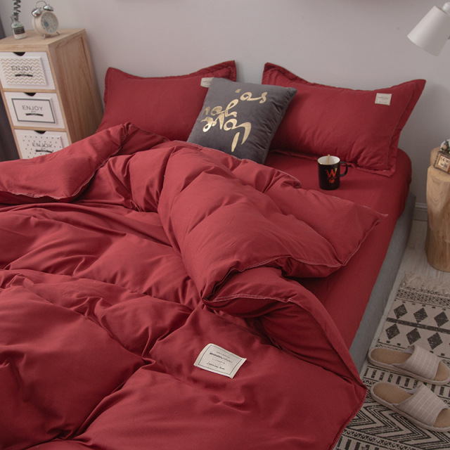Washed Microfiber Bedding Set with Comforter Cover Flat Sheet Pillowcases