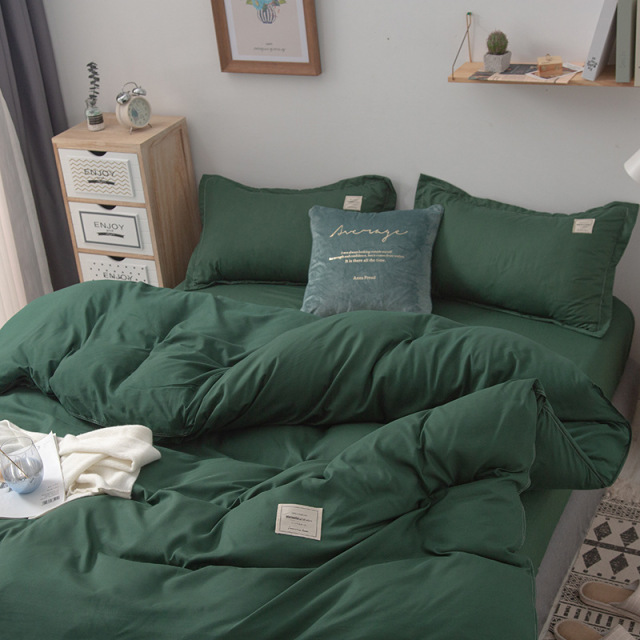 Washed Microfiber Bedding Set with Comforter Cover Flat Sheet Pillowcases