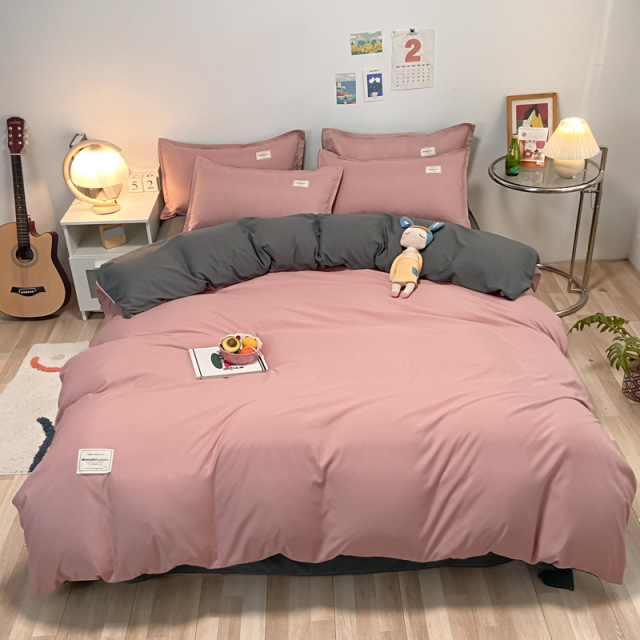Washed Microfiber Bedding Set with Comforter Cover Flat Sheet Pillowcases