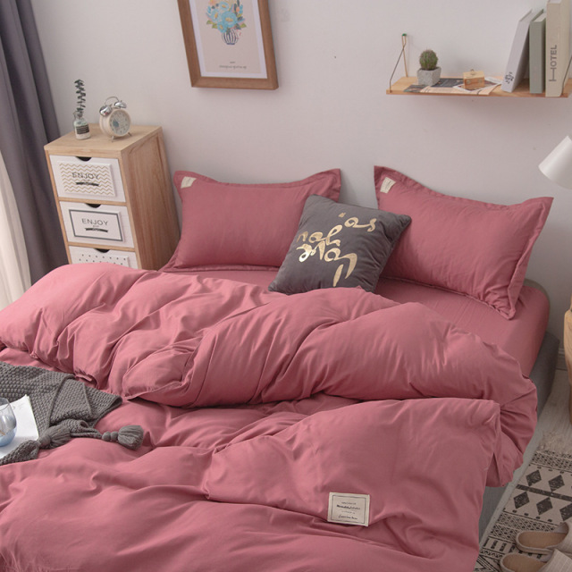 Washed Microfiber Bedding Set with Comforter Cover Flat Sheet Pillowcases