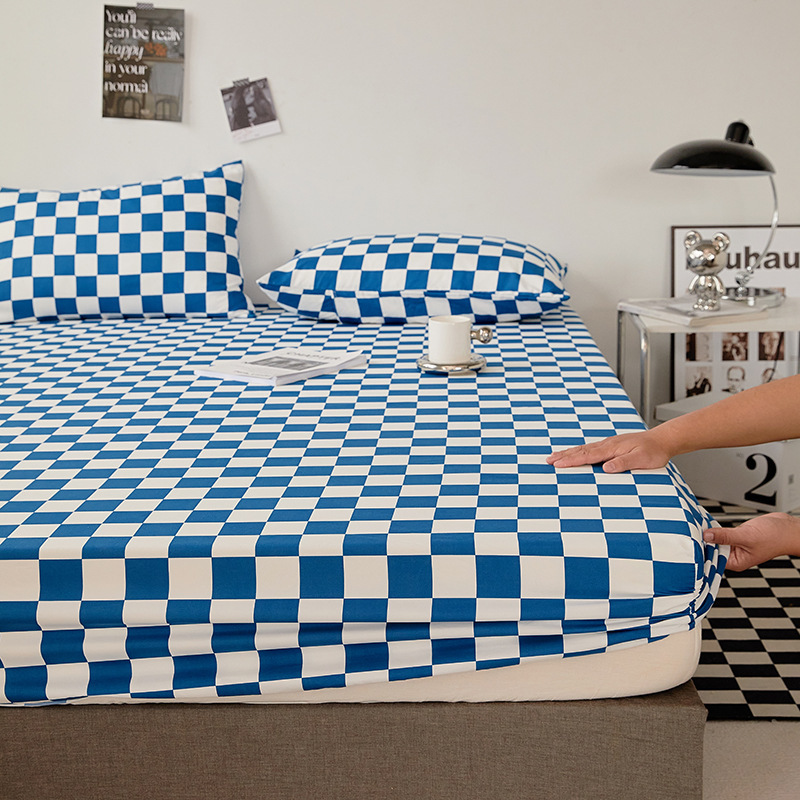 Microfiber Fitted Sheet Plaid and Stripe Print Kids Room Decor Mattress Protector