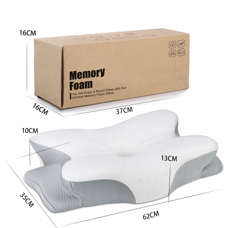 Adjustable Cooling Cervical Pillow Memory Foam Ergonomic Contour for Neck Support