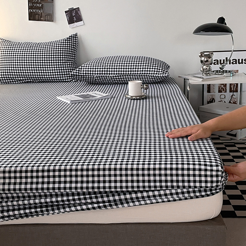 Microfiber Fitted Sheet Plaid and Stripe Print Kids Room Decor Mattress Protector
