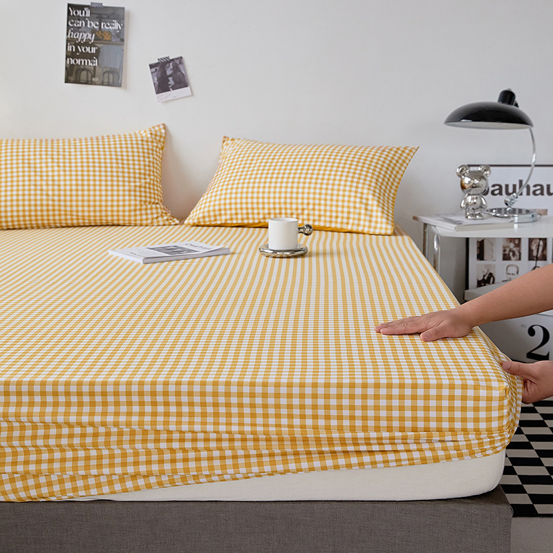 Microfiber Fitted Sheet Plaid and Stripe Print Kids Room Decor Mattress Protector