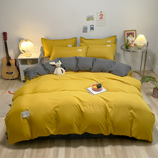 Washed Microfiber Bedding Set with Comforter Cover Flat Sheet Pillowcases