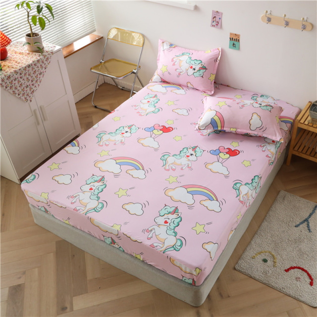 Boys Girls Bed Sheet Fitted Sheet Brushed Microfiber Cartoon Print