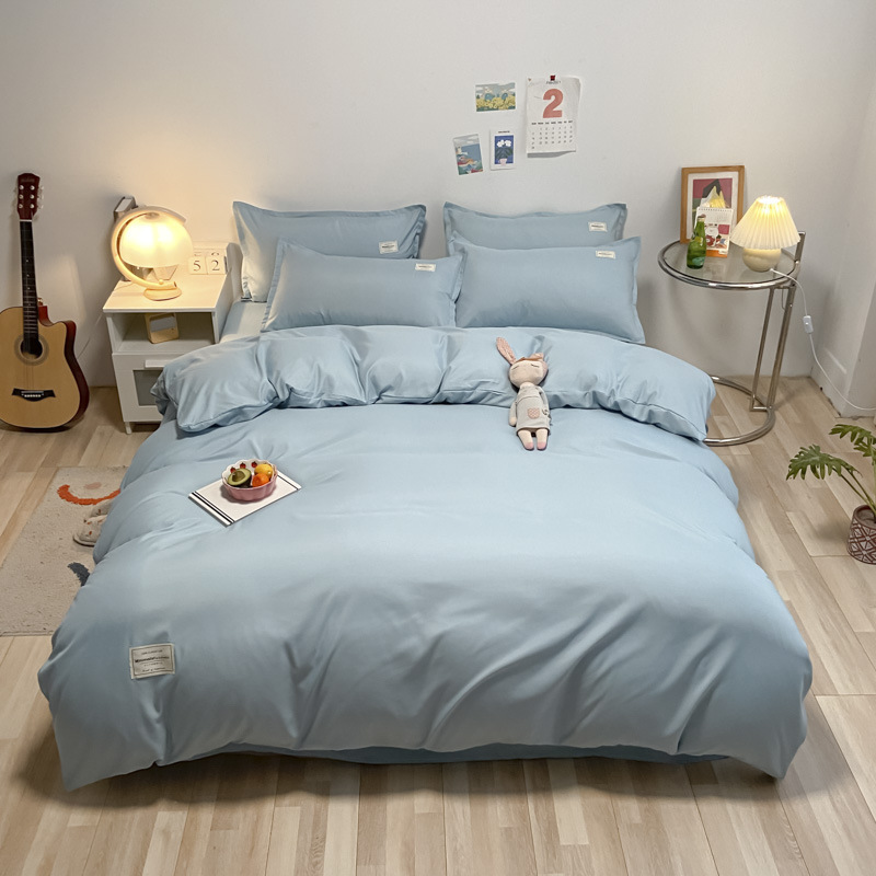 Washed Microfiber Bedding Set with Comforter Cover Flat Sheet Pillowcases