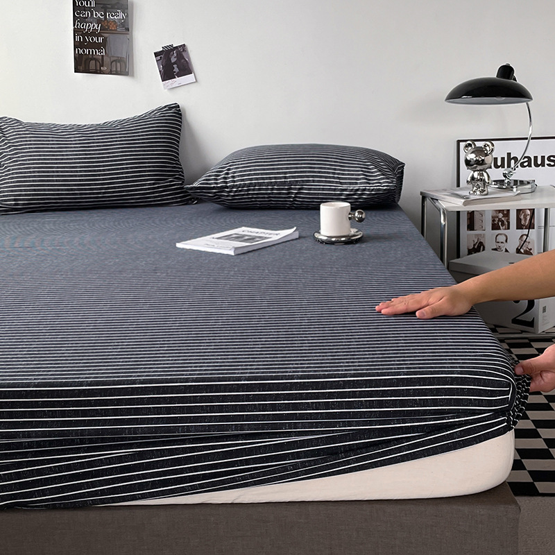 Microfiber Fitted Sheet Plaid and Stripe Print Kids Room Decor Mattress Protector