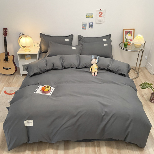 Washed Microfiber Bedding Set with Comforter Cover Flat Sheet Pillowcases