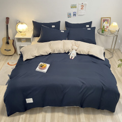 Washed Microfiber Bedding Set with Comforter Cover Flat Sheet Pillowcases