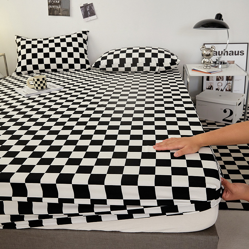 Microfiber Fitted Sheet Plaid and Stripe Print Kids Room Decor Mattress Protector