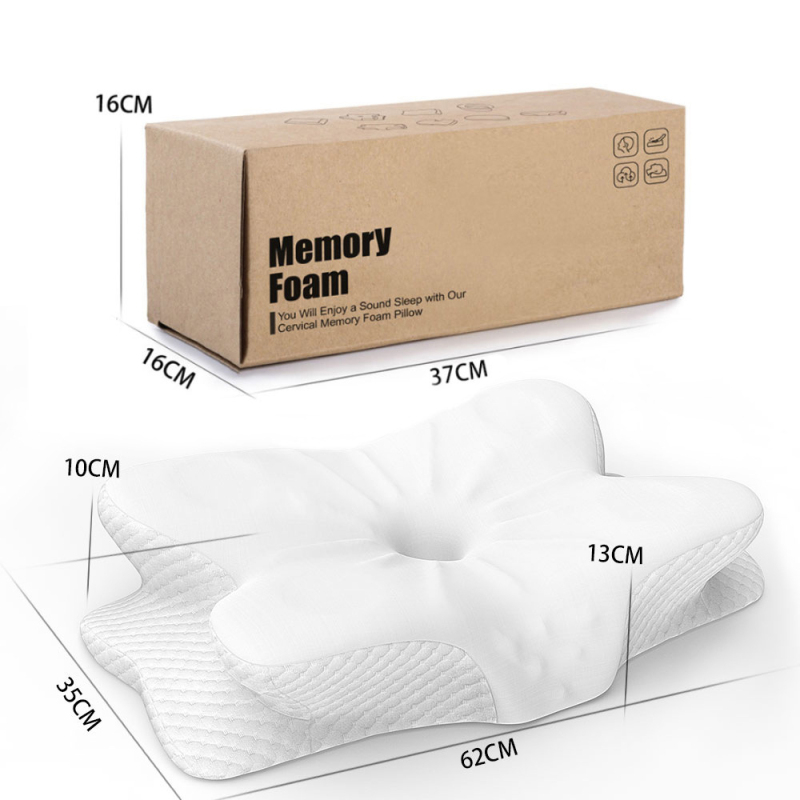 Adjustable Cooling Cervical Pillow Memory Foam Ergonomic Contour for Neck Support