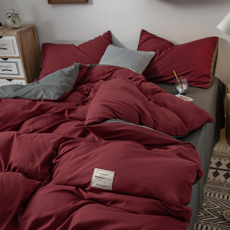 Washed Microfiber Bedding Set with Comforter Cover Flat Sheet Pillowcases