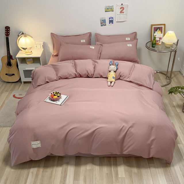Washed Microfiber Bedding Set with Comforter Cover Flat Sheet Pillowcases