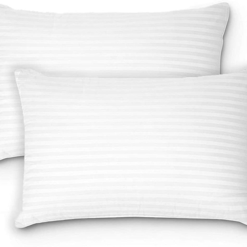 Breathable Striped Bed Pillows Soft Fluffy Hollow Fiber Filling