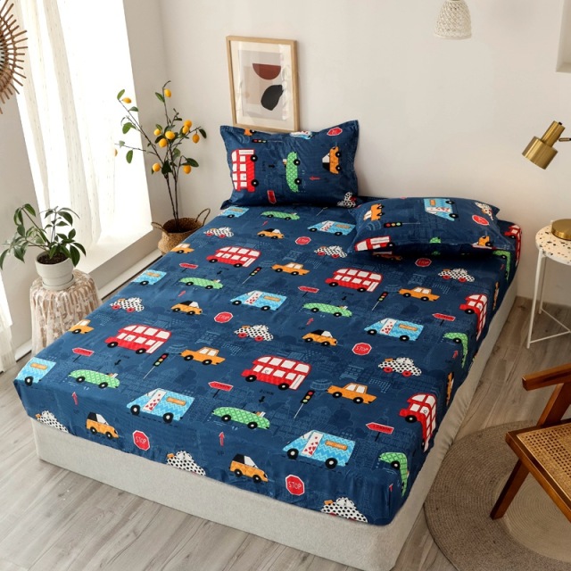 Boys Girls Bed Sheet Fitted Sheet Brushed Microfiber Cartoon Print