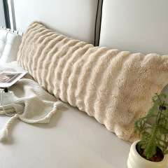 Faux Fur Body Pillow Cover Fuzzy Plush Long Pillowcase Striped Decorative