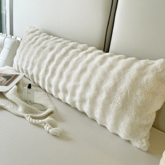 Faux Fur Body Pillow Cover Fuzzy Plush Long Pillowcase Striped Decorative