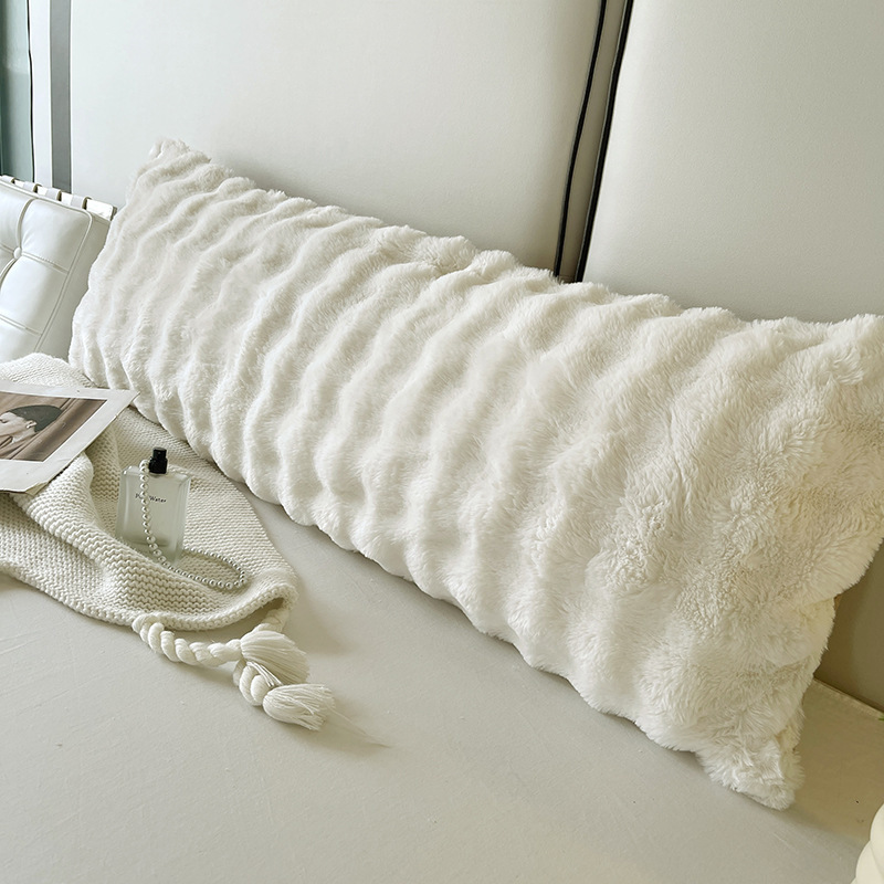 Faux Fur Body Pillow Cover Fuzzy Plush Long Pillowcase Striped Decorative